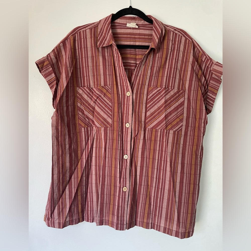 ANA Button Up Short Sleeve Top size XL
